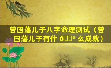 曾国藩儿子八字命理测试（曾国藩儿子有什 💮 么成就）